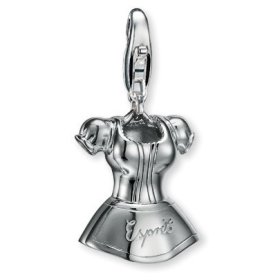 Anhnger 925 Silber Charms: ES-Dirndl, Oktoberfest Einhnger rhodiniert, Gre 28x15mm