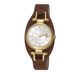 ESPRIT Damenarmbanduhr ES-cuff chic light brown, Edelstahl, Quartzwerk, Datum, vergoldet