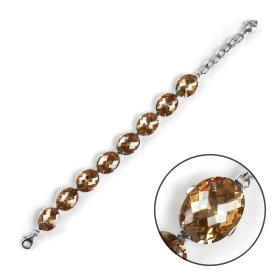 Armband Silber 925 rhodiniert mit Zirconia champagnerfarben oval
