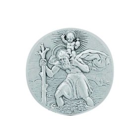 Autoplakette Christophorus, mit Magnetbefestigung, 925 Silber