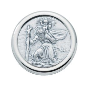 Autoplakette Christophorus, mit Magnetbefestigung, versilbert
