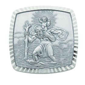Autoplakette Christophorus, mit Magnetbefestigung, versilbert
