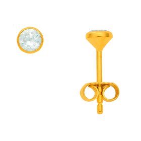 Ohrstecker 585 Gold Zirconia Zarge rund 4mm