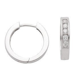 Ohrstecker Scharniercreole 925 Silber 17mm mit je 5 Zirconia rhodiniert