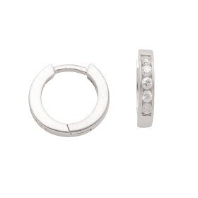 Ohrstecker Scharniercreolen ca. 12mm Durchmesser Silber 925 mit je 5 Zirconia in Zarge gefa�t