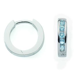 Scharniercreole, Silber 925, mit 5 Zirconia hellblau, Durchmesser 12mm